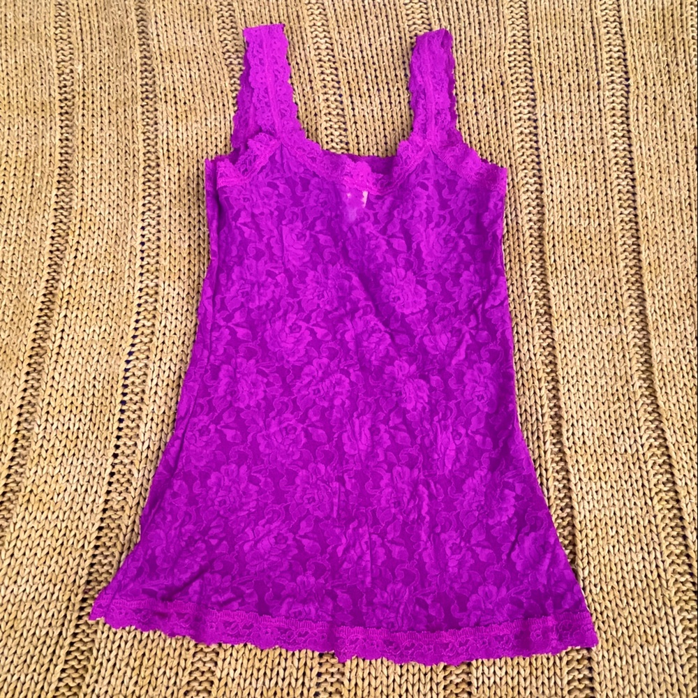 HANKY PANKY Signature Unlined Camisole Lace Mesh Semi Sheer Tank Top Small